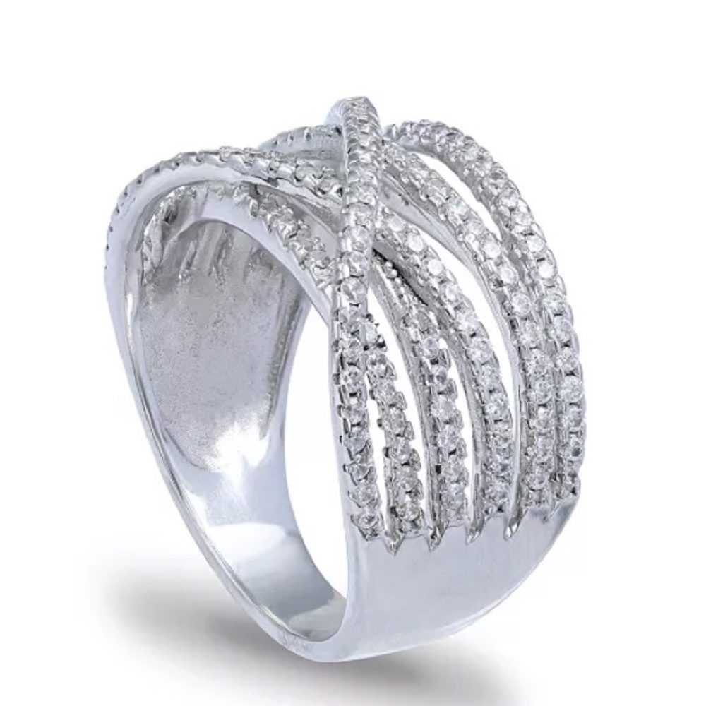 Cubic Zirconia Pave Interlocking Ring (1-1/6 ct. t.w.) in Sterling Silver, Sz 6 - Picture 3 of 6